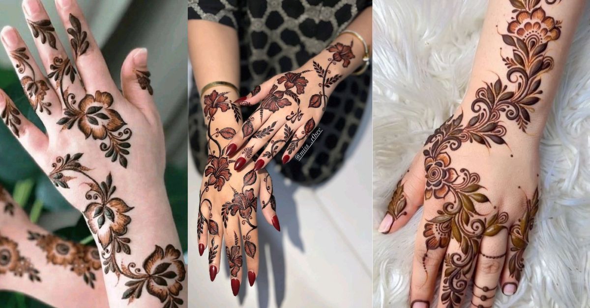 Elegant Arabic mehndi designs full hand with bold floral patterns