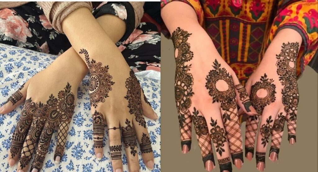back hand mehndi design for both hands stylish modern henna pattern wrist finger detailing elegant simple festive look