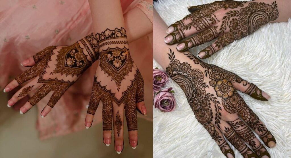 bridal two hand mehndi design full hands heavy traditional floral paisley bridal henna pattern elegant wedding style