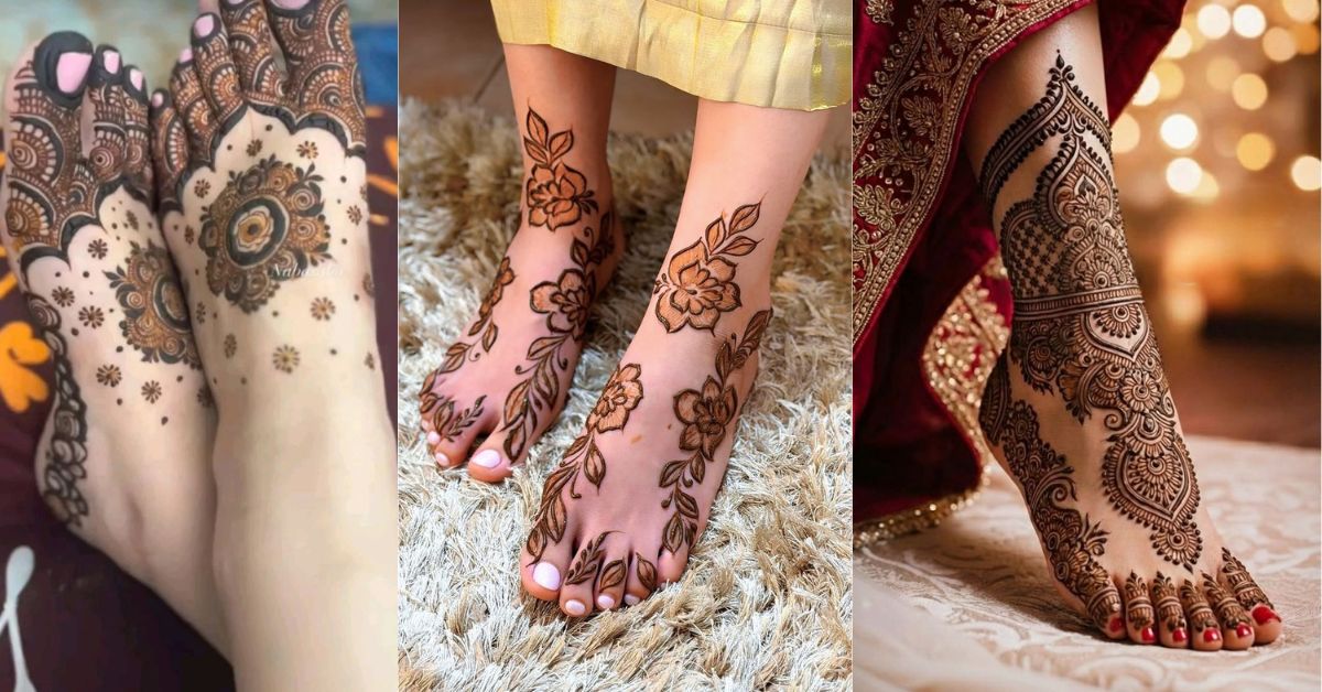 simple foot mehndi design easy floral pattern 2026