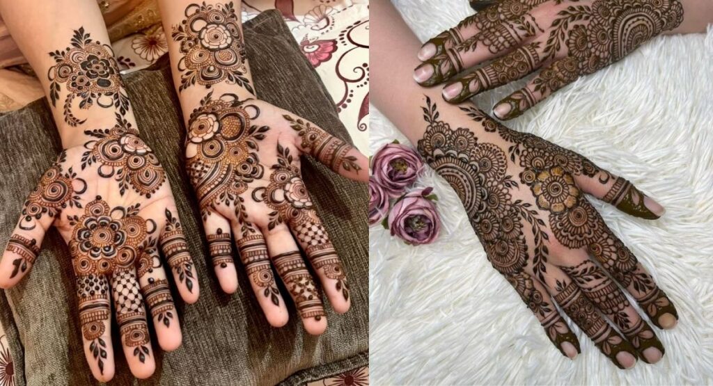 front and back hand mehndi design comparison