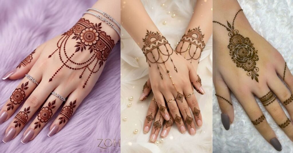 Jewelry style Arabic mehndi design bracelet and ring pattern henna