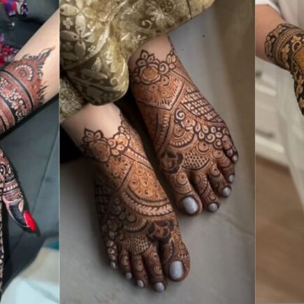 Modern bride showcasing 35+ Simple Bridal Mehndi Designs 2026 with elegant floral patterns, Arabic fusion henna, and minimalist bridal hand artwork