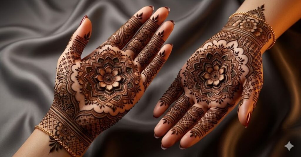 3D mehndi patterns 2026 floral raised henna design with modern shading effect