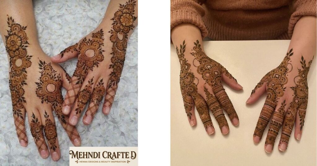 Back hand Eid Mehndi Designs 2026 bracelet style henna with delicate chain patterns and floral accents