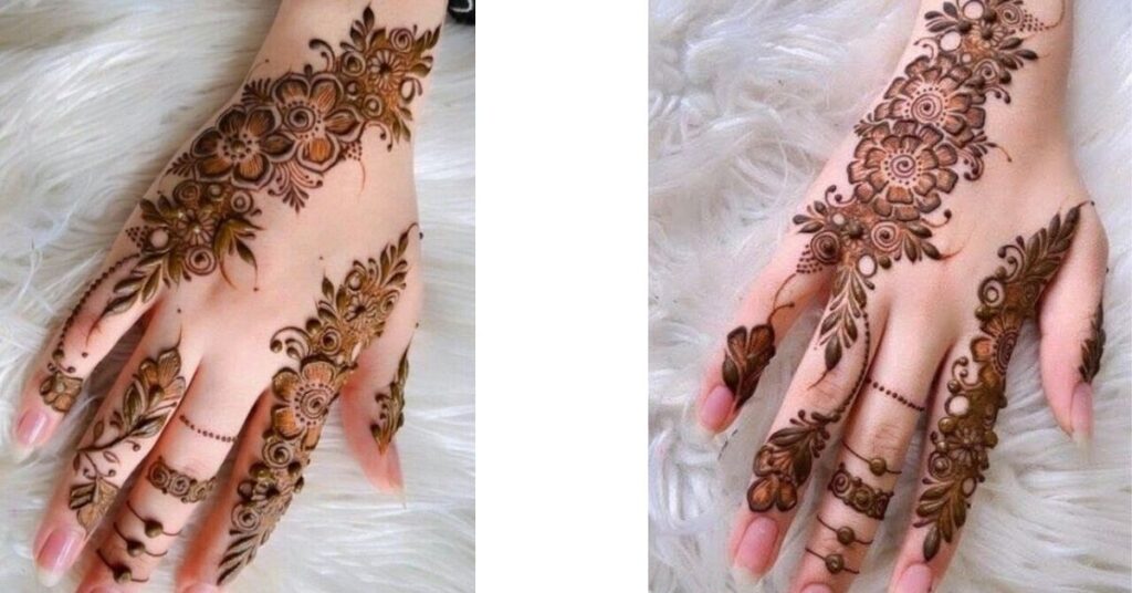 Back hand Eid mehndi jewelry style bracelet henna design 2026