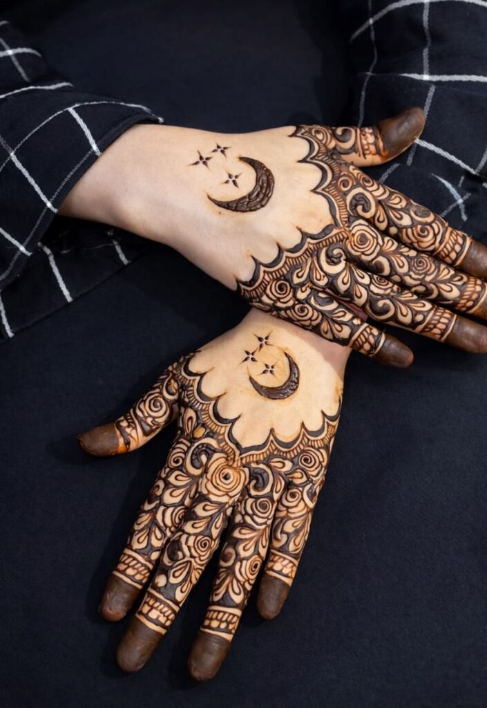 Minimal finger focus Eid mehndi design 2026 with delicate leafy trails and modern simple style patterns.