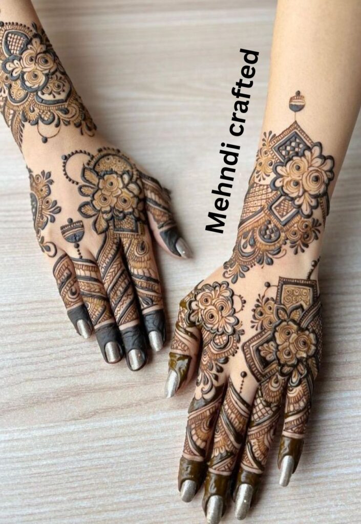 Indo Arabic bridal Eid mehndi design with bold and intricate patterns