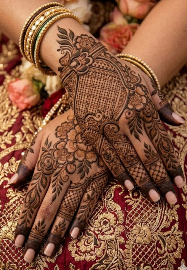 Indo-Arabic fusion mehndi design for trendy brides