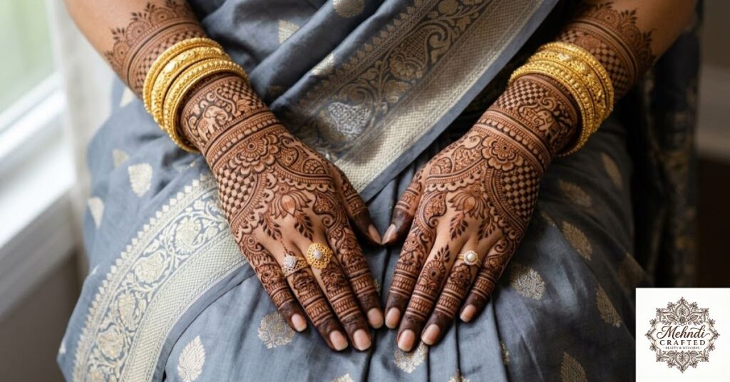 Intricate Bangladeshi bridal pata mehndi design for weddings