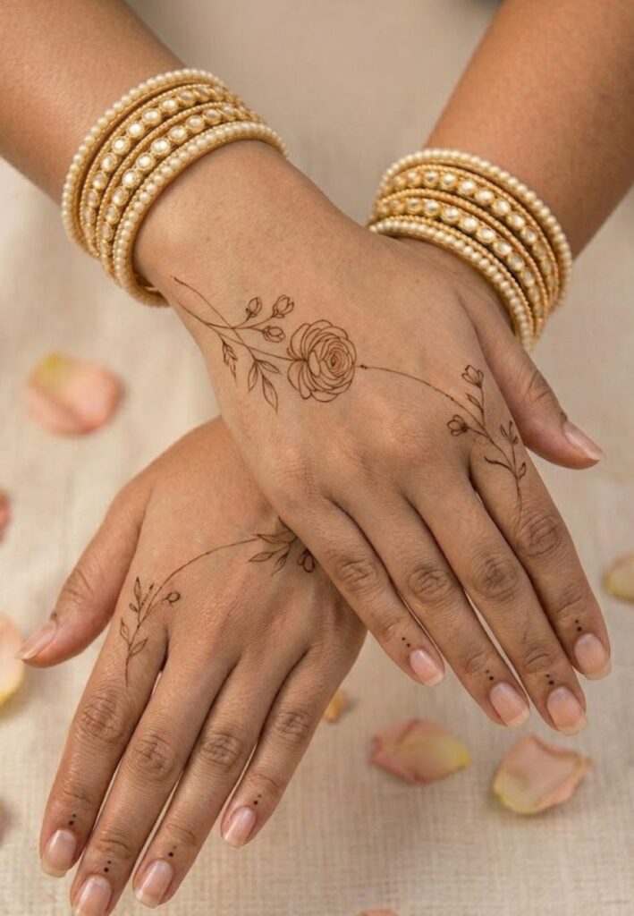 Korean-inspired minimal mehndi design with delicate patterns