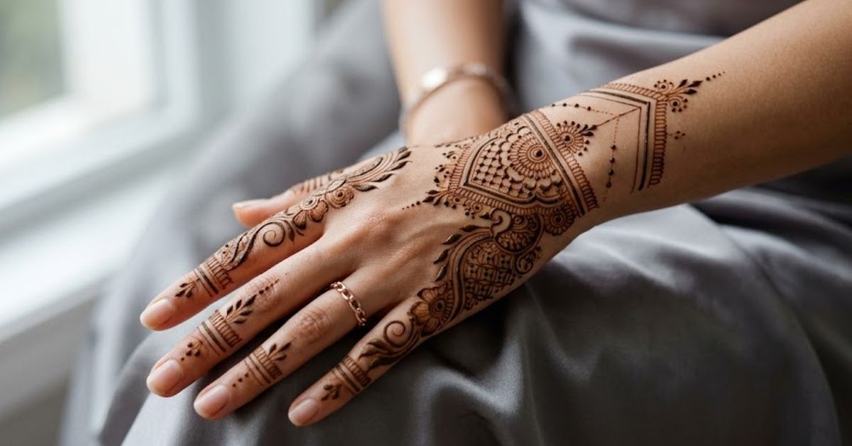 Latest mehndi design 2026 modern bridal henna trends on elegant female hand
