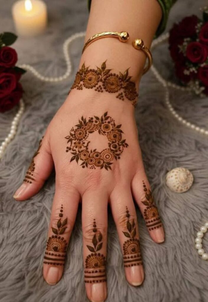 simple mandala Bakra Eid Last Minute Mehndi 2026 elegant palm design