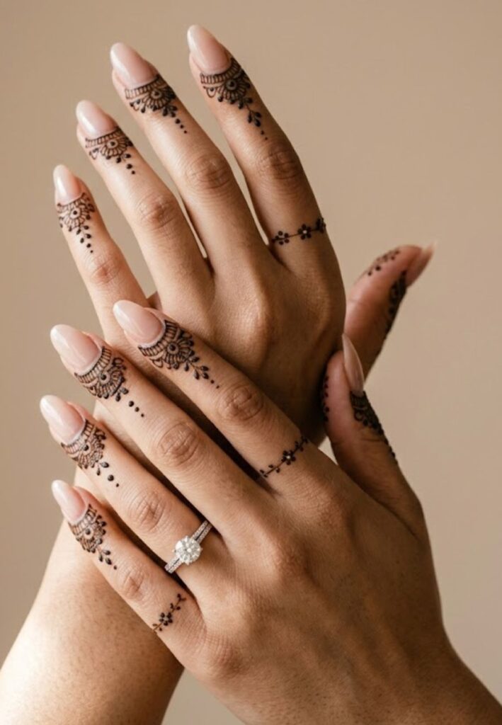 Minimal finger mehndi design for modern TikTok beauty trends