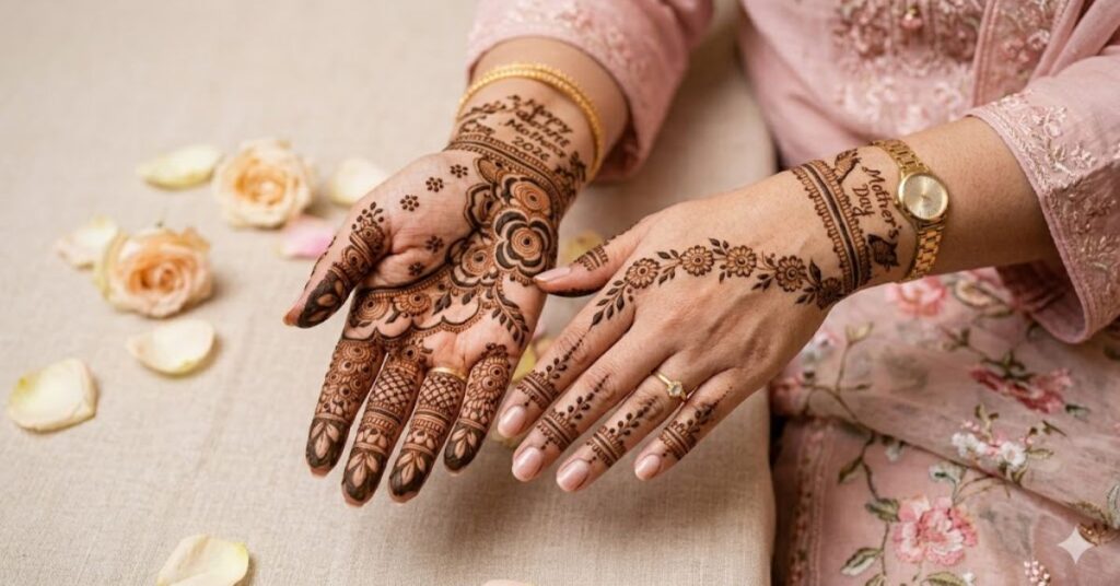 minimalist mother’s day mehndi designs 2026 simple floral pattern