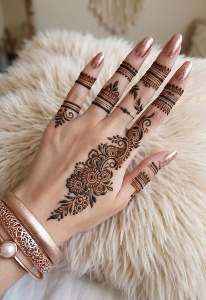 modern Pakistani Eid mehndi bracelet style henna design 2026