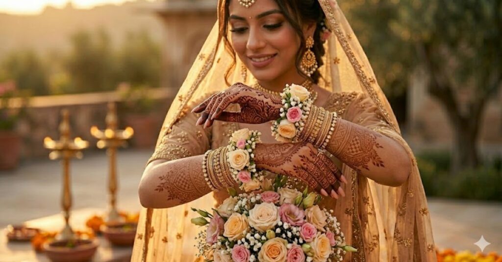Bridal mehndi photography poses highlighting hand designs and elegance