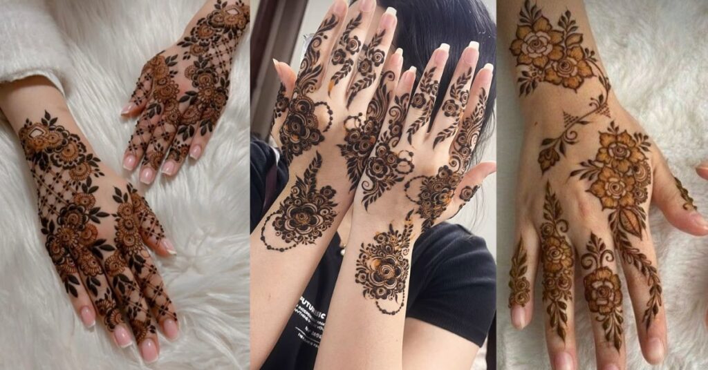 rose floral back hand mehndi design arabic style