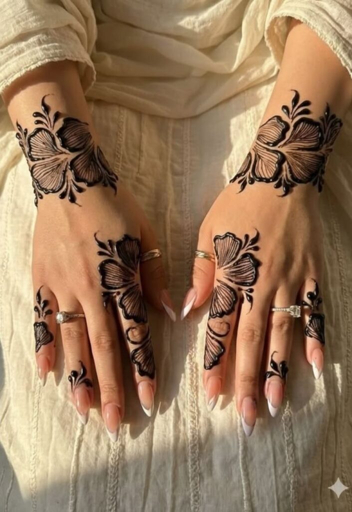 Easy Mehndi Designs for Eid Arabic floral trail mehndi design 2026