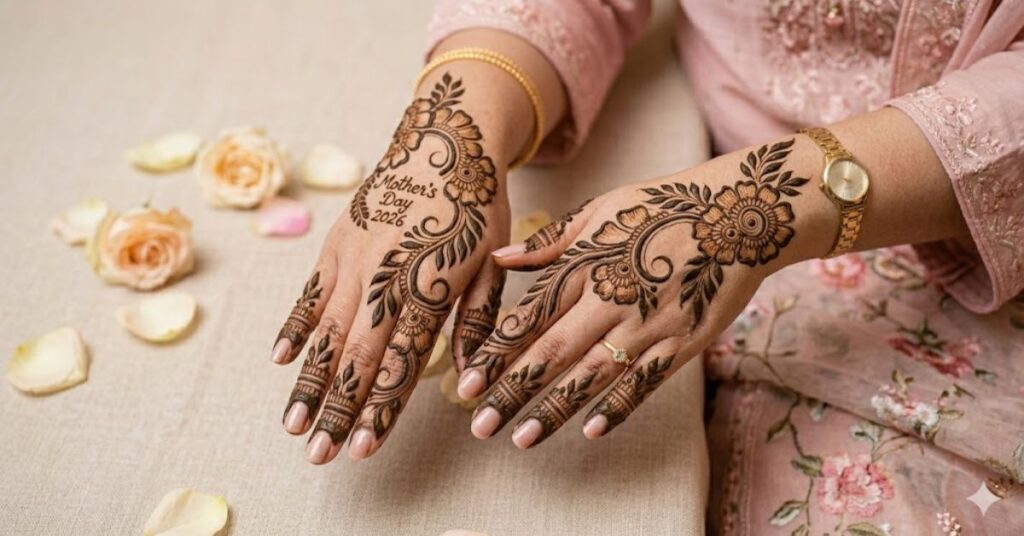 arabic mother’s day mehndi designs 2026 back hand style