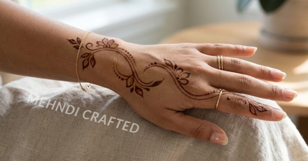 Arabic vine half hand mehndi design.