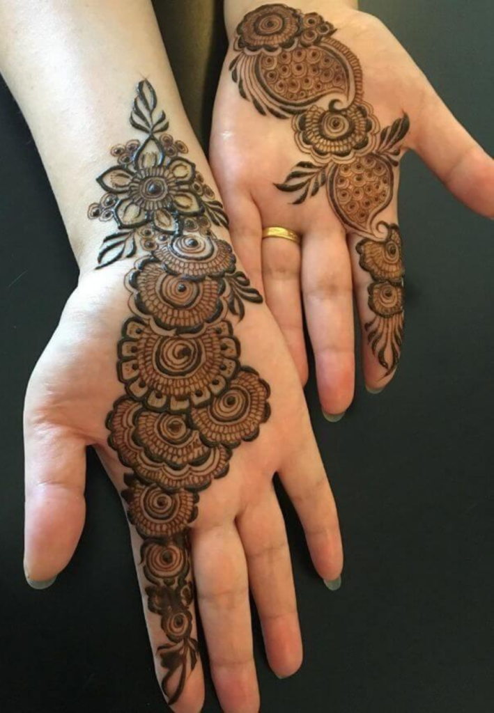 Arabic Rakhi Mehndi Design 2026 stylish diagonal floral pattern