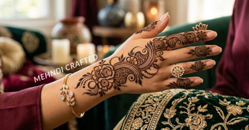 Artistic Arabic mehndi design.