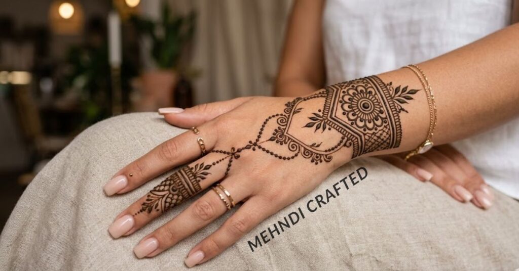 Bracelet ring mehndi design.