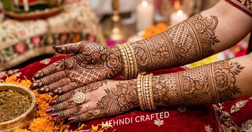 Bridal net floral mehndi.
