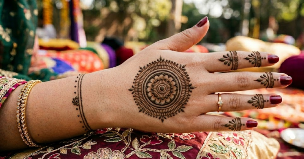 Beautiful Circle Mehndi design 2026 with elegant mandala patterns on hands
