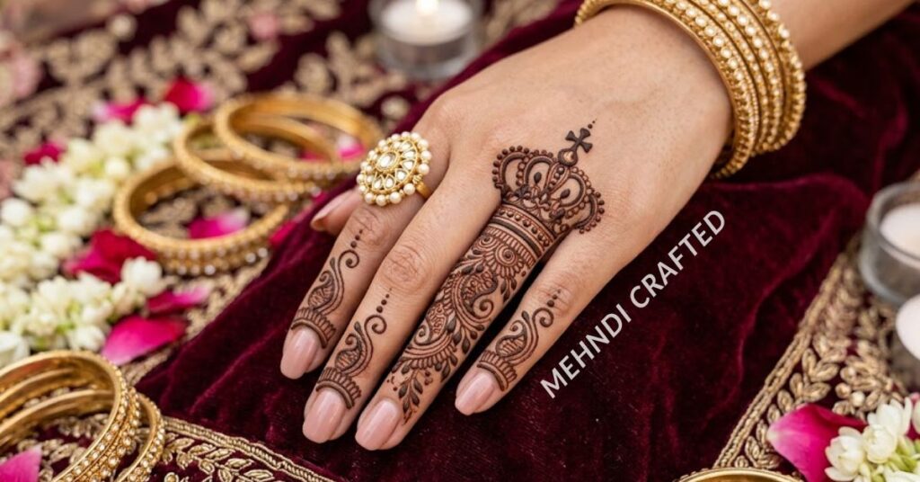 Crown finger mehndi design.