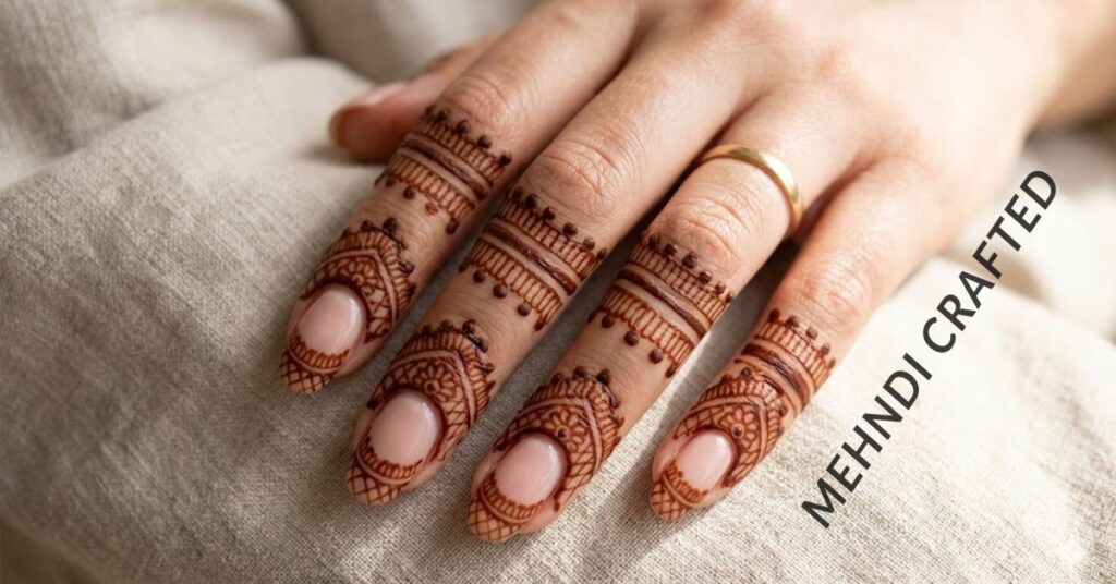Finger mehndi half hand design.
