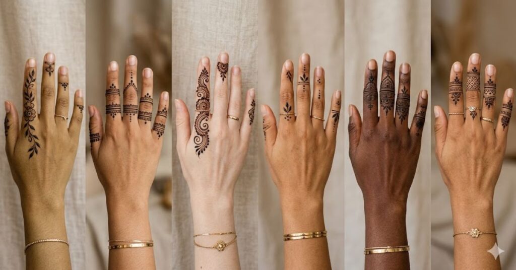 Finger Mehndi Designs 2026 featuring modern floral and minimalist henna patterns