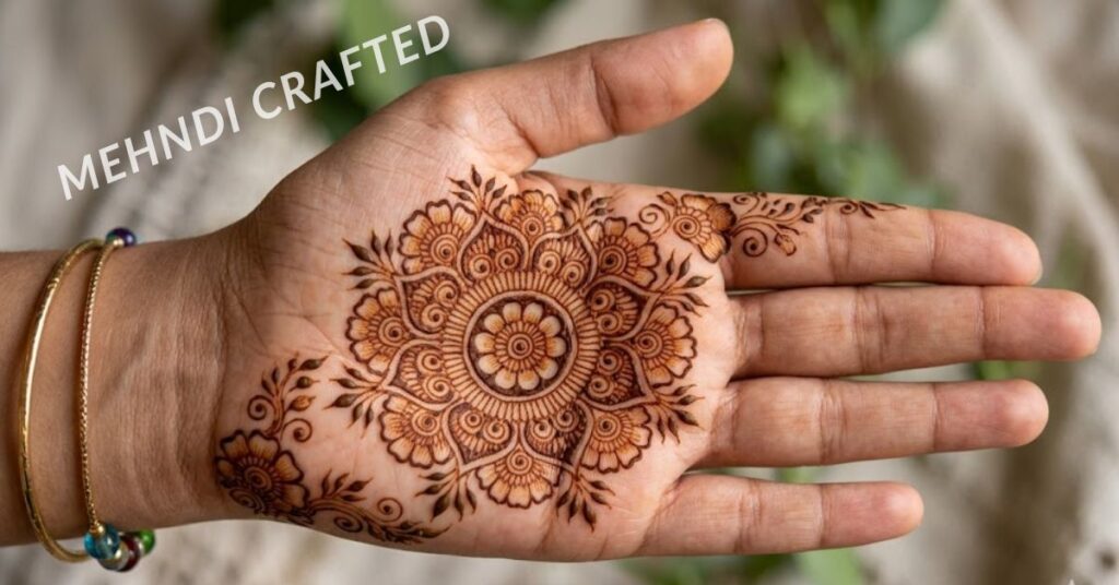 Front hand half mehndi design.