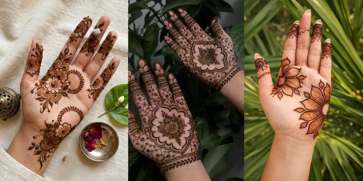 Front Hand Mehndi Designs 2026 modern floral and Arabic style henna trends on hand