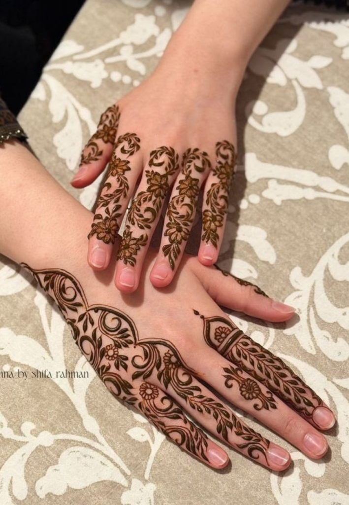 Minimal half hand mehndi design 2026