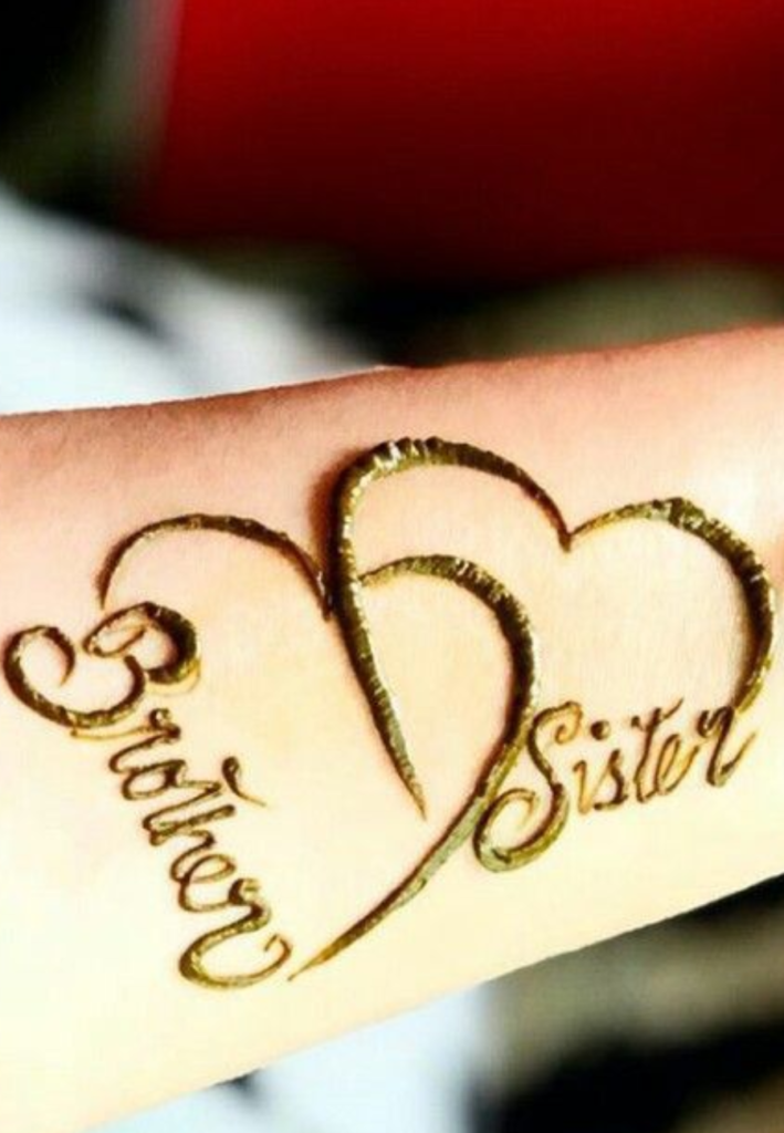 Heart Motif Rakhi Mehndi design 2026 elegant festive mehndi pattern with heart shapes for Raksha Bandhan celebration