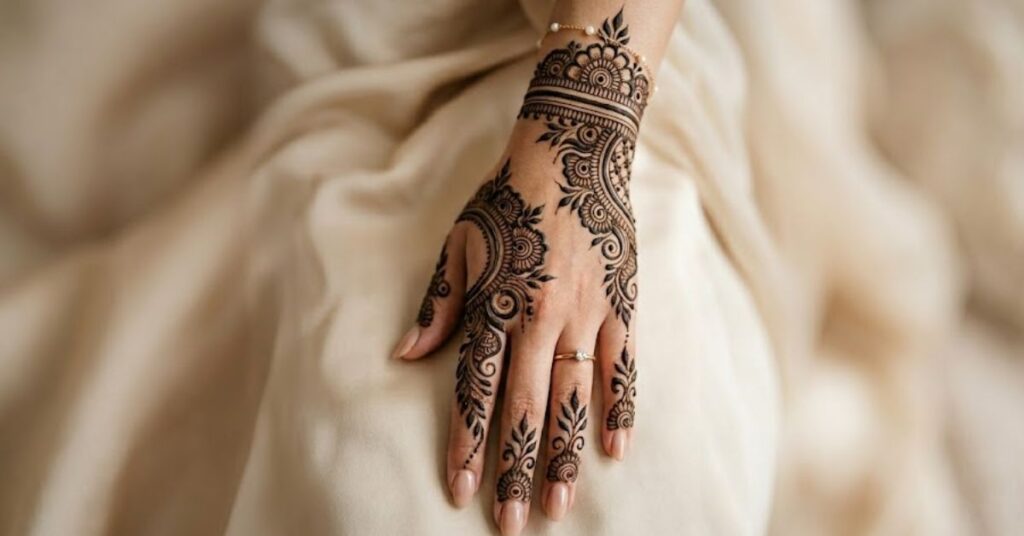 Khafif Mehndi Designs 2026 elegant Arabic floral henna featured design on hand