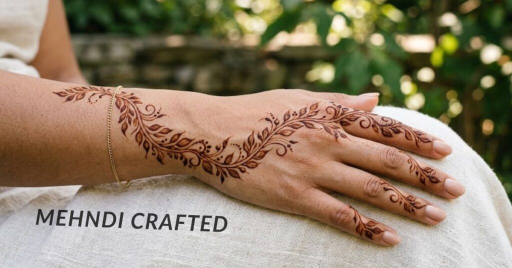 Leaf trail mehndi design.