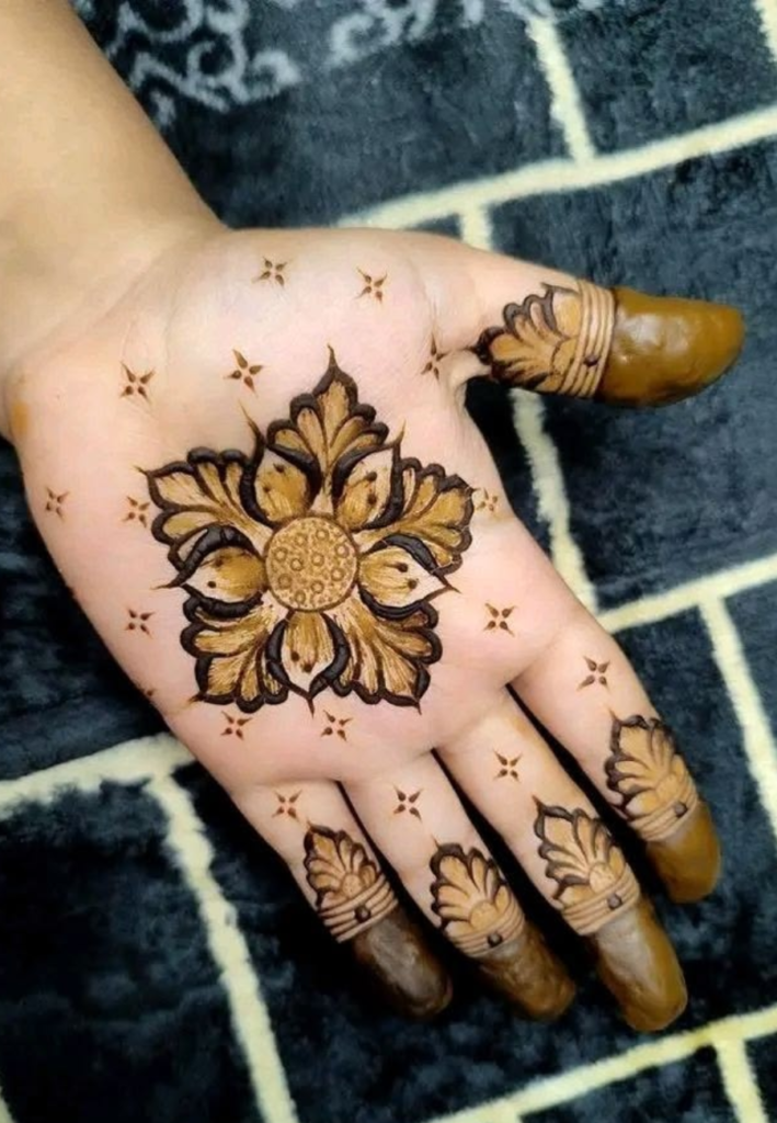 Mandala centered palm mehndi design