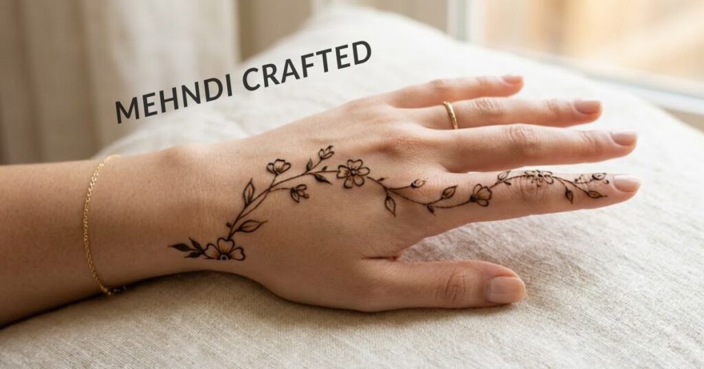 Minimal half hand mehndi design.