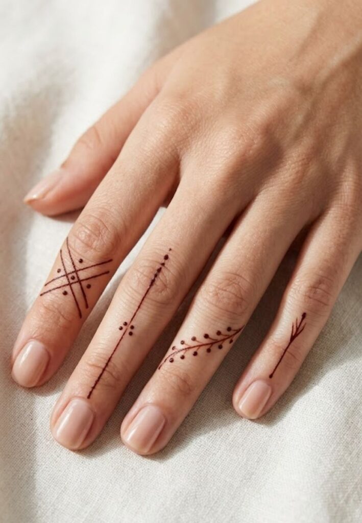 Minimalist finger mehndi design with simple modern details