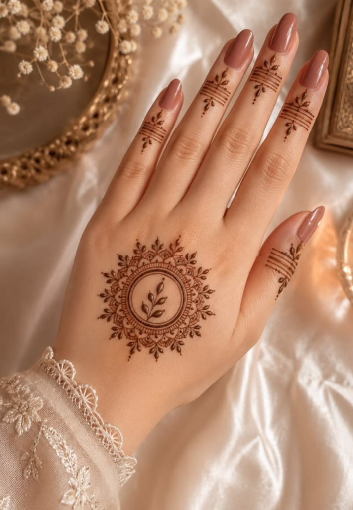 Simple minimalist circle mehndi design for modern women
