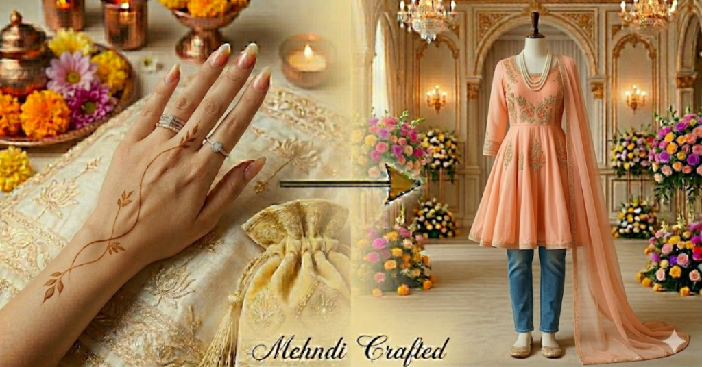 Party wear mehndi designs featuring modern, lightweight floral and stylish henna patterns perfect for a chic and elegant party look.