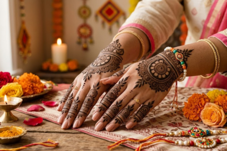 Raksha Bandhan Mehndi Designs 2026 beautiful festive bridal and Arabic style hand mehndi design for sisters