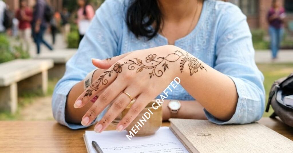 Simple half hand mehndi design.