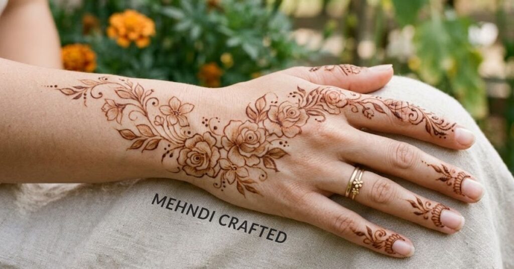  Soft floral mehndi design.