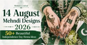 14 August Mehndi Designs 2026 featuring beautiful Pakistan Independence Day henna ideas by Mehndi Crafted
