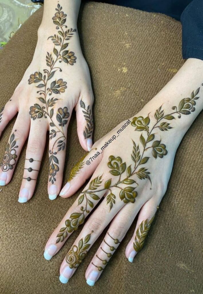 Simple Minimal Mehndi Designs with elegant leaf vine henna artwork