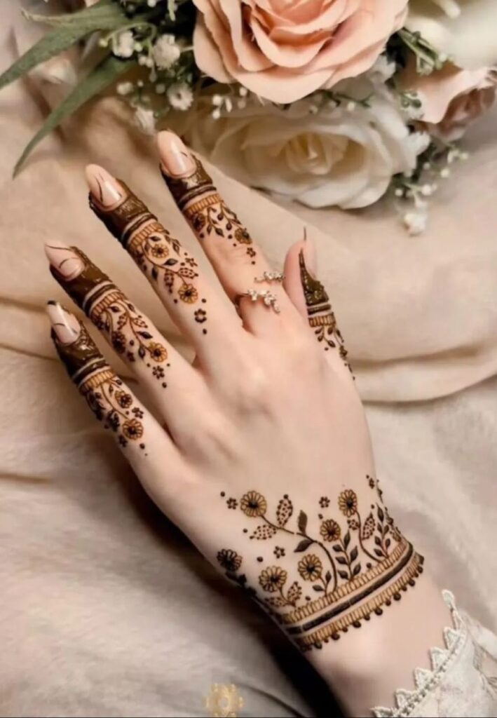 Bracelet Style Minimal Mehndi Design with stylish wrist henna pattern